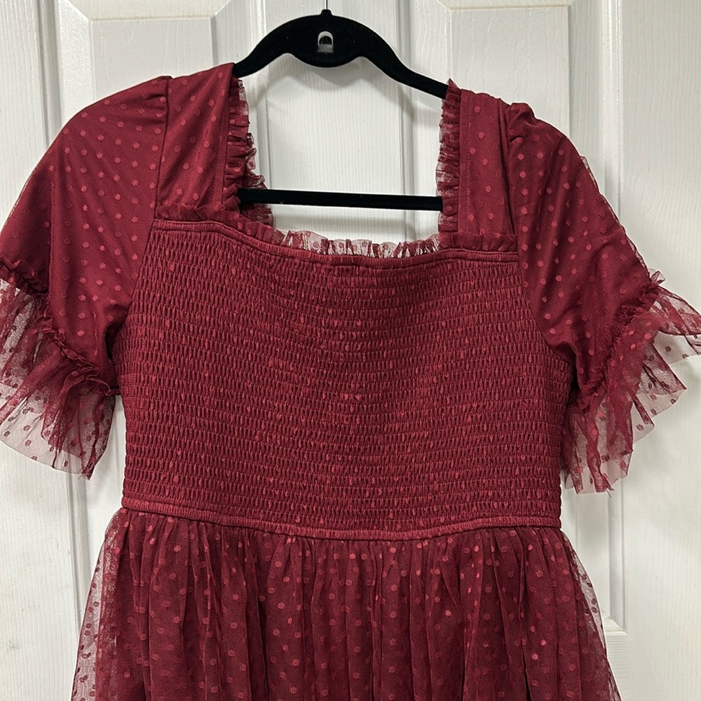 Holiday Tiered Dress size L Baltic Born burgundy NWT